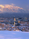 Utah State Capitol with the Wasatch Mountains  Salt Lake City  Utah