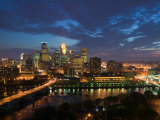 Evening Skyline Scene from St Anthony Main  Minneapolis  Minnesota