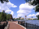 Skyline from Walkway by Lake Eola  Orlando  Florida