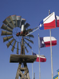 Old Water Pump and Texas State Flags  Amarillo  Texas