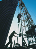 Roughneck Working on Oil Rig