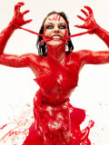 Caucasian Woman Covered in Blood