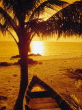 Fishing Boat Under Palm Tree  Sunset  Kho Samui