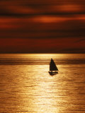 Silhouetted Sailboat at Sunset  Cape Cod  MA