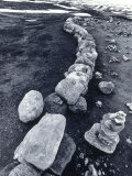 Stone Wall and Cairns  the Arctic Circle  Norway