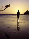 Girl Flying Kite on Beach  Cape Sebastian  OR