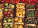 Baskets of a Variety of Fruits and Vegetables
