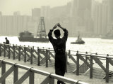 Tai Chi Practiced Along Victoria Harbor  Hk  China