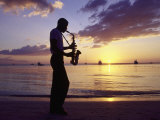 Saxophone Player at Sunset  Negril Beach