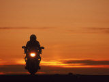 Silhouetted Motorcyclist at Sunset  Marin City  CA