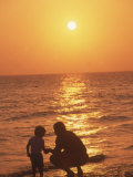 Father and Son on Duck Harbor Beach  Cape Cod  MA