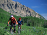 Two Women Mountain Biking  Snodgrass Mountain  CO