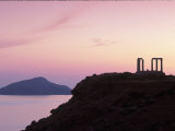Silhouette of Temple of Poseidon  Attica  Greece