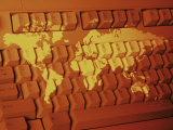 World Map Projected on Computer Keyboard
