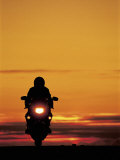 Silhouetted Motorcyclist at Sunset  Marin City  CA