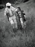 Grandfather and Boy in Field with Fishing Poles  CO