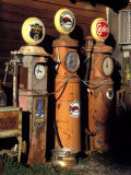 Three Old Gas Pumps
