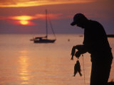 Silhouette of Man Fishing  Lake Erie  Lorain  OH