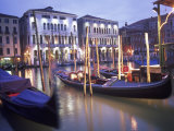 Gondolas at Night  Venice  Italy