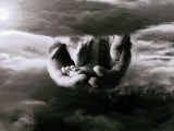 In the Clouds  Father's Hands Hold a Child's Feet