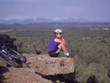 Woman Mountain Biking  Sitting