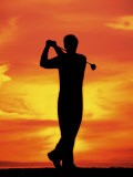 Silhouette of Man Playing Golf