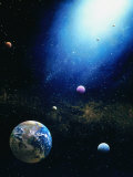 Illustration of Earth and Radiant Star
