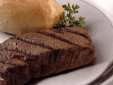 Steak and Roll on Plate