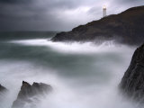 Trevose Lighthouse in a Storm  Cornwall  UK