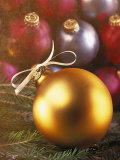 Gold Christmas Ornament with White Ribbon