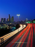 I-5 Traffic with Car Streaks  Seattle  WA