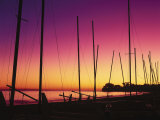 Santa Barbara  CA  Sailboats on Beach at Sunset