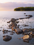 Sunset Light on the Rocky Shore of Green Bay at Peninsula State Park  Wisconsin  USA