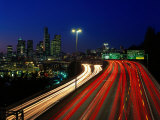 I-5 Traffic with Car Streaks  Seattle  WA