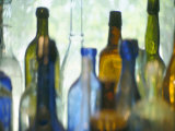 Abstract of Glass Bottles in Window