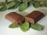 Chocolate Nutrition Bar on Mint Leaves