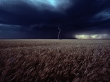 Lightning Flashes Above a Kansas Wheat Field