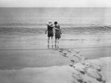 Alexander Graham Bell and His Daughter Walk into the Lake