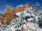 Red Rock Formations Poke Through a Late Winter Snow