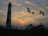 Cape Lookout Lighthouse Silhouetted against the Sky