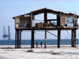 View of a Beach House Damaged by a Hurricane