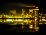 A Time Exposure  Taken at Night  of the Mill and the River