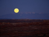 Moonrise over Western Desert Landscape