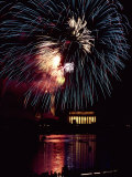 View from Across the Potomac River of a Fireworks Display over the Lincoln Memorial