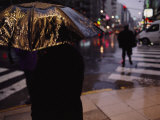 A Rainy Evening Street Scene in Buenos Aires