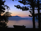Silhouette of a Motor Boat on the Shores of a Bay in Alaska