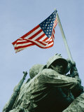 Close View of the Iwo Jima Monument Looking Straight up at the Flag