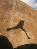 A Hikers Shadow on a Sandstone Wall