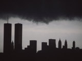A Silhouette of the Manhattan Island Skyline