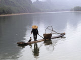 Cormorant Fisherman on Bamboo Raft  Li River  Guilin  Guangxi  China